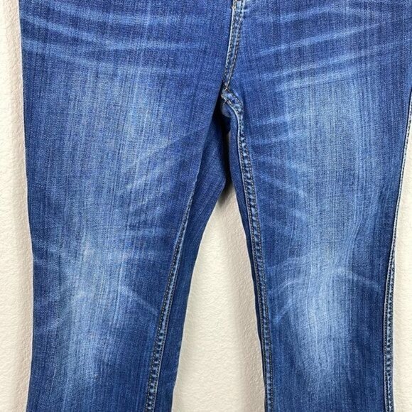 Pilcro & the Letterpress Stet Whiskered Blue Denim Jeans Crop Straight Sz 26 - Picture 3 of 11